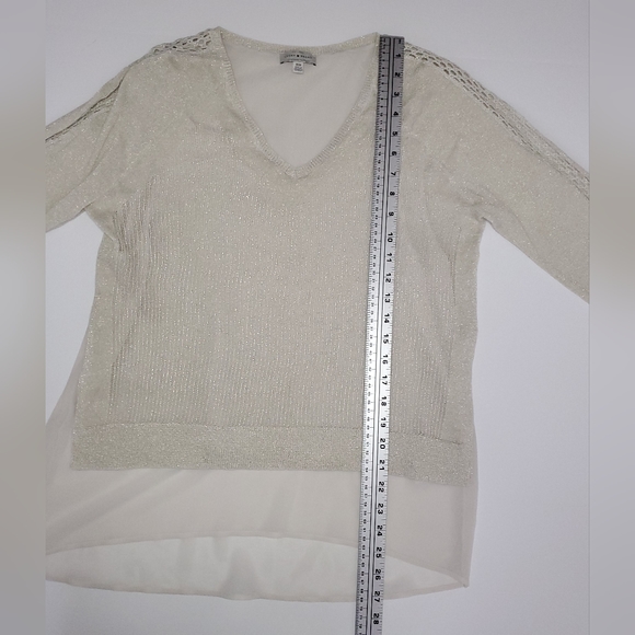 LUCKY BRAND womens Gold Shimmer Knit Layered Sweater size M - Picture 8 of 10